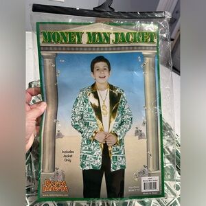 Halloween money jacket with money sign necklace